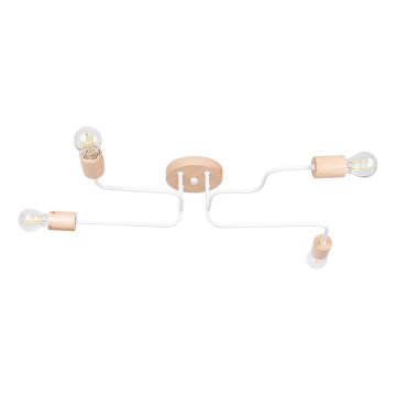 Loftlampe TIMBO 4xE27/15W/230V hvid/beige/bøg