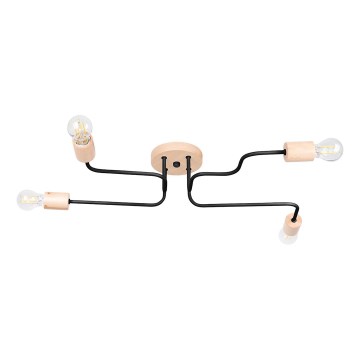 Loftlampe TIMBO 4xE27/15W/230V sort/beige/bøg