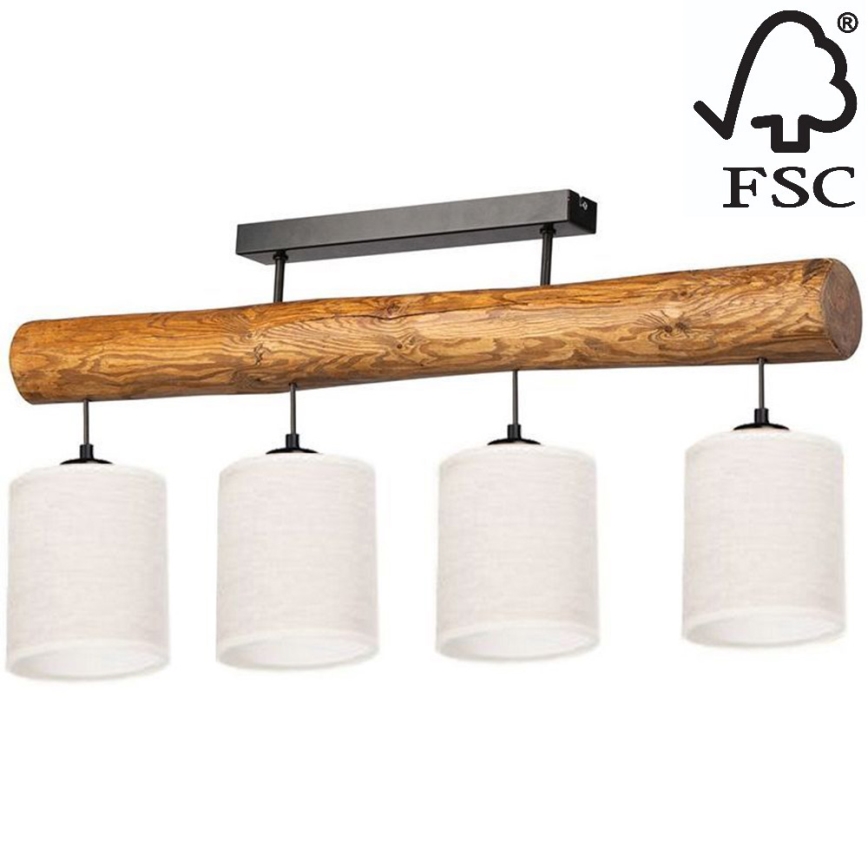 Loftlampe TRENO 4xE27/25W/230V fyrretræ – FSC certificeret