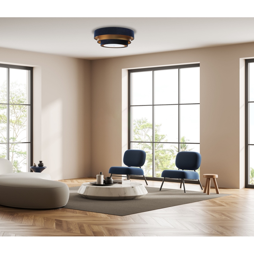 Loftlampe TRINITI 2xE27/60W/230V blå/guld