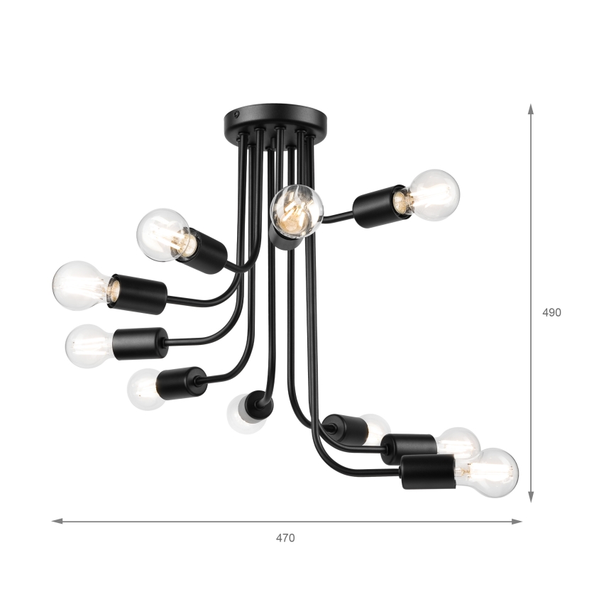 Loftlampe TRINITY 10xE27/15W/230V sort