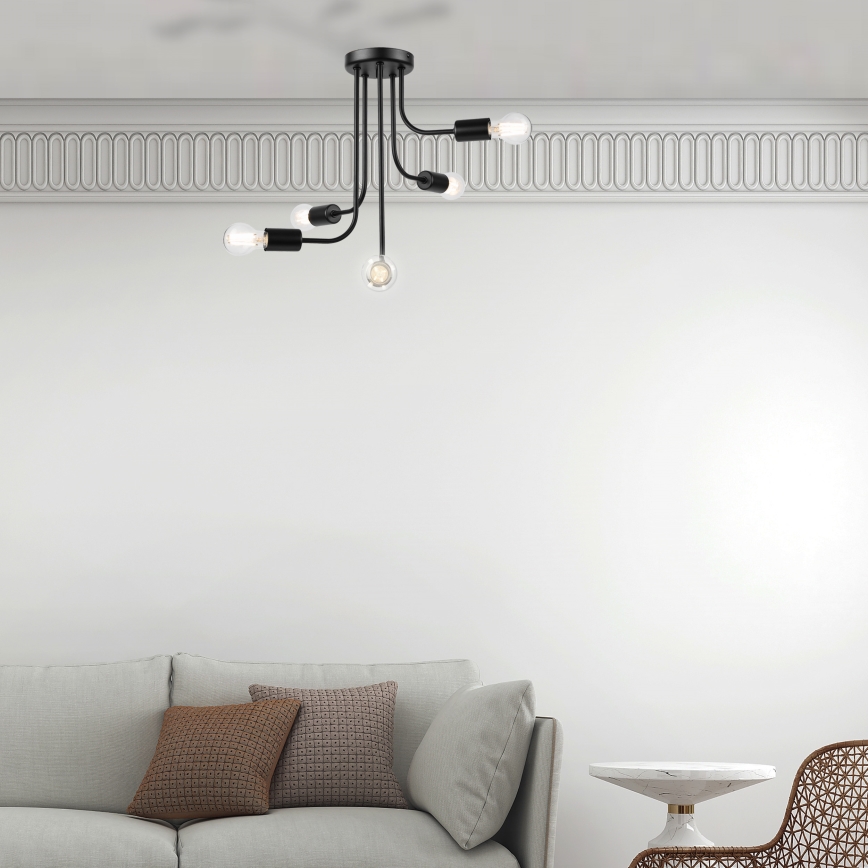 Loftlampe TRINITY 5xE27/15W/230V sort