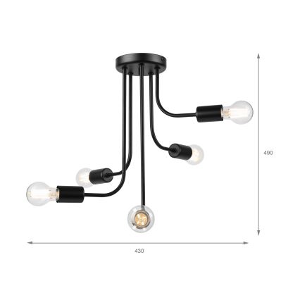 Loftlampe TRINITY 5xE27/15W/230V sort