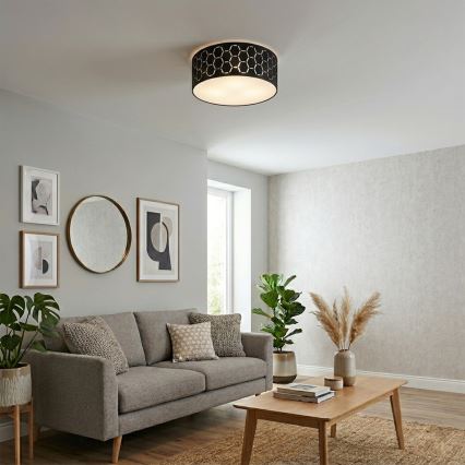 Loftlampe ULLE 1xE27/15W/230V Ø 35 cm sort