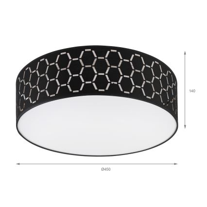 Loftlampe ULLE – 2 x E27, 15 W, 230 V, Ø 45 cm, sort