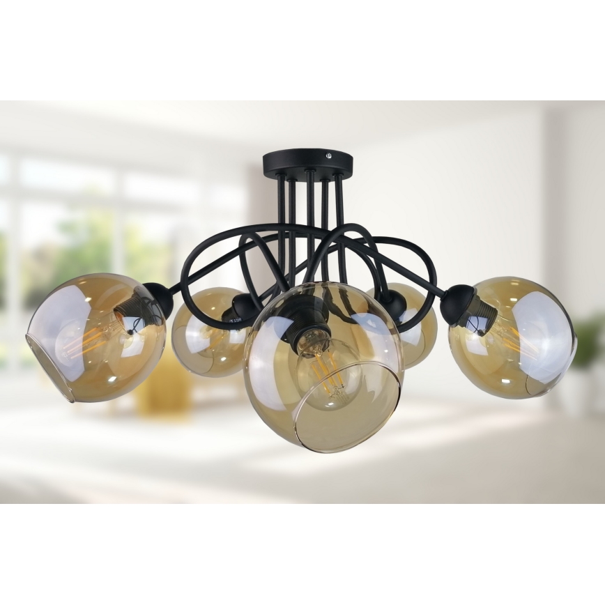Loftlampe VENUS BLACK 5xE27/60W/230V