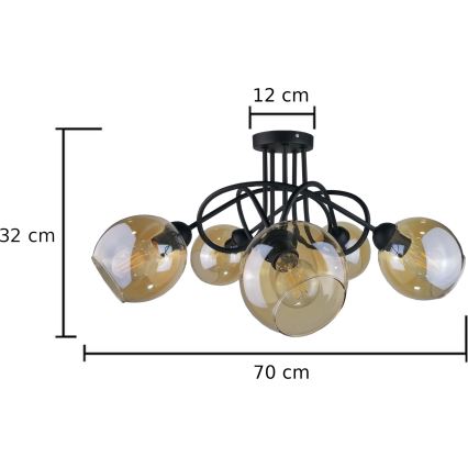 Loftlampe VENUS BLACK 5xE27/60W/230V