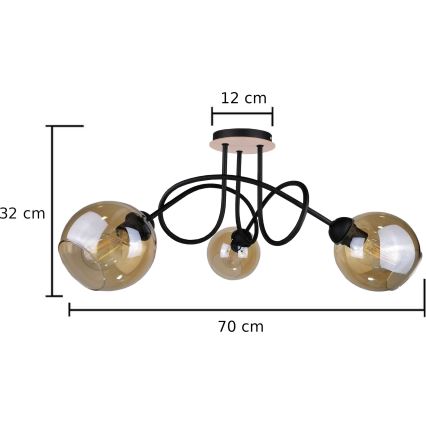 Loftlampe VENUS WOOD 3xE27/60W/230V