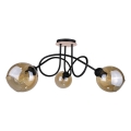 Loftlampe VENUS WOOD 3xE27/60W/230V sort/røget brun