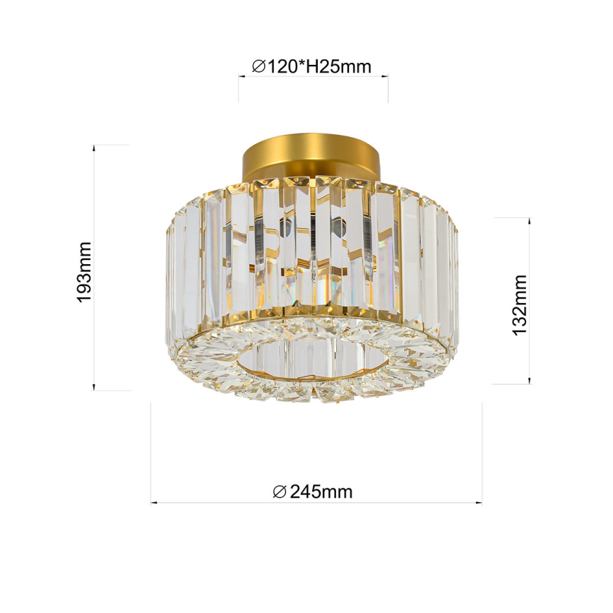 Loftlampe VETRO 1xE27/15W/230V Ø 24,5 cm guld