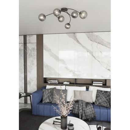 Loftlampe VIBRA 6xE14/10W/230V sort/grå