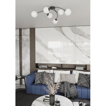 Loftlampe VIBRA 6xE14/10W/230V sort/hvid