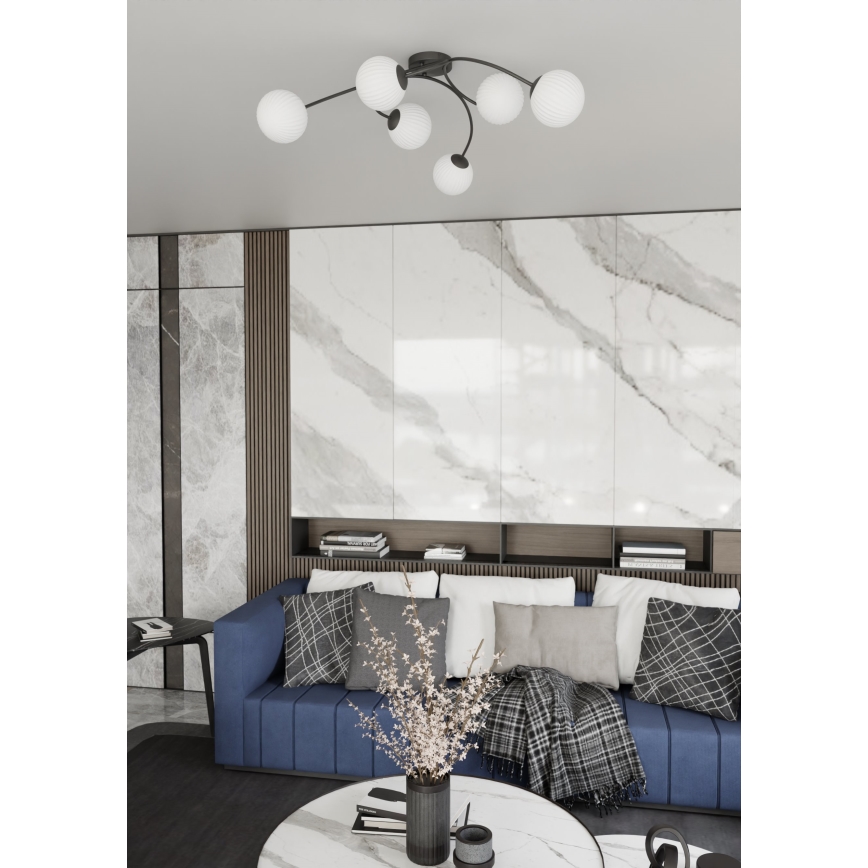 Loftlampe VIBRA 6xE14/10W/230V sort/hvid