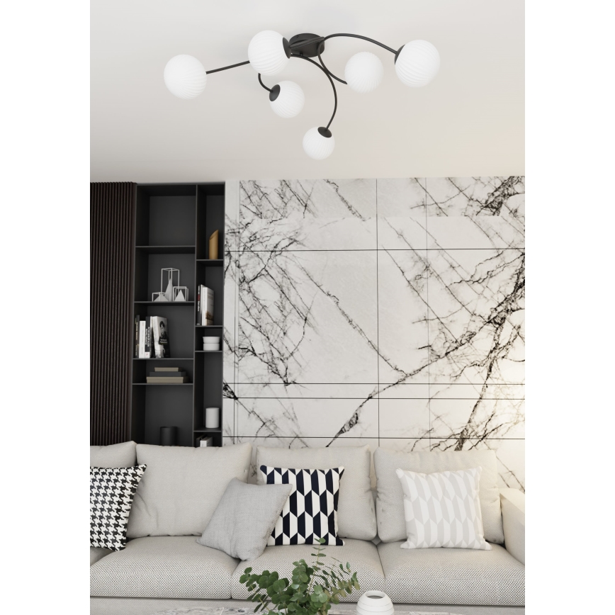 Loftlampe VIBRA 6xE14/10W/230V sort/hvid