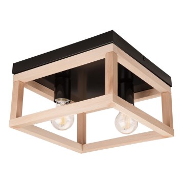 Loftlampe VILLY 2xE27/60W/230V beige/sort bøg