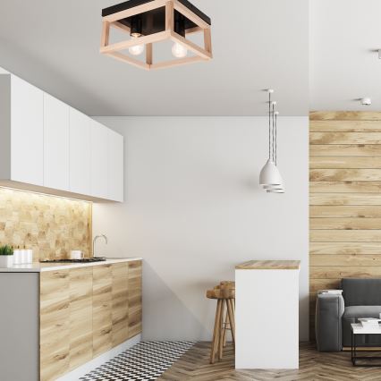 Loftlampe VILLY 2xE27/60W/230V beige/sort bøg