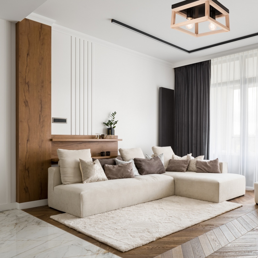 Loftlampe VILLY 2xE27/60W/230V beige/sort bøg