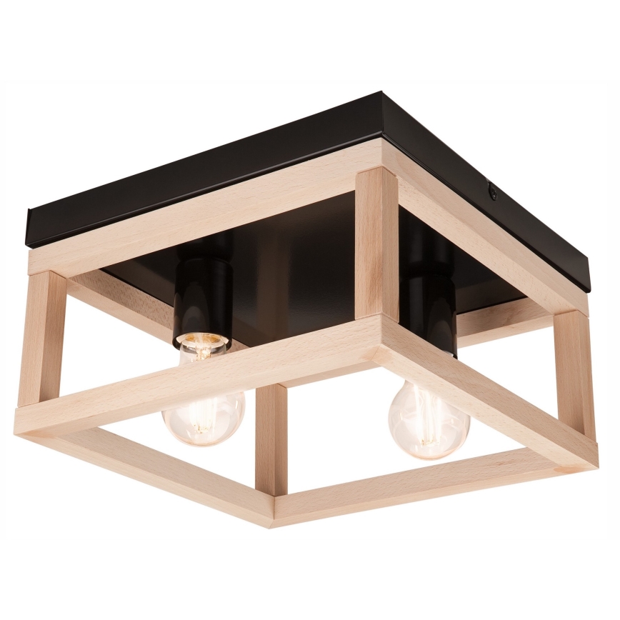 Loftlampe VILLY 2xE27/60W/230V beige/sort bøg