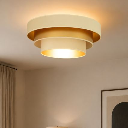 Loftlampe WENTA 1xE27/60W/230V Ø 50 cm beige/guld