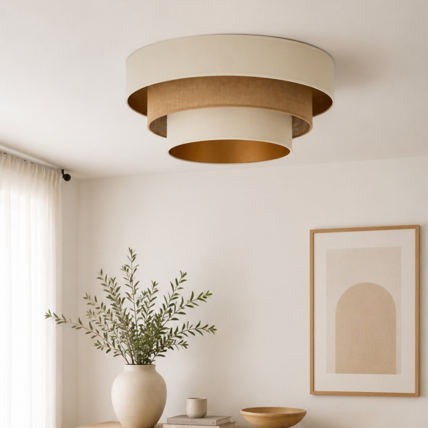 Loftlampe WENTA 1xE27/60W/230V Ø 50 cm beige/jute
