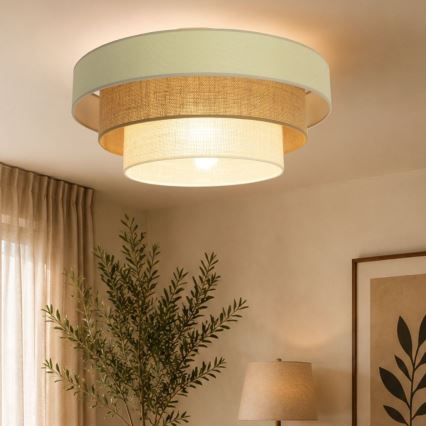 Loftlampe WENTA 1xE27/60W/230V Ø 50 cm beige/jute