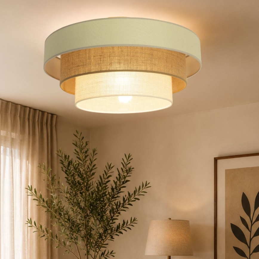 Loftlampe WENTA 1xE27/60W/230V Ø 50 cm beige/jute
