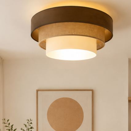 Loftlampe WENTA 1xE27/60W/230V Ø 50 cm brun/jute/beige