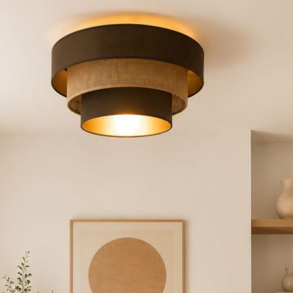 Loftlampe WENTA 1xE27/60W/230V Ø 50 cm brun/jute