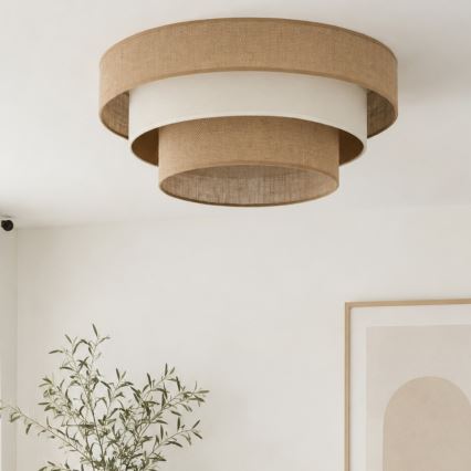 Loftlampe WENTA 1xE27/60W/230V Ø 50 cm jute/beige