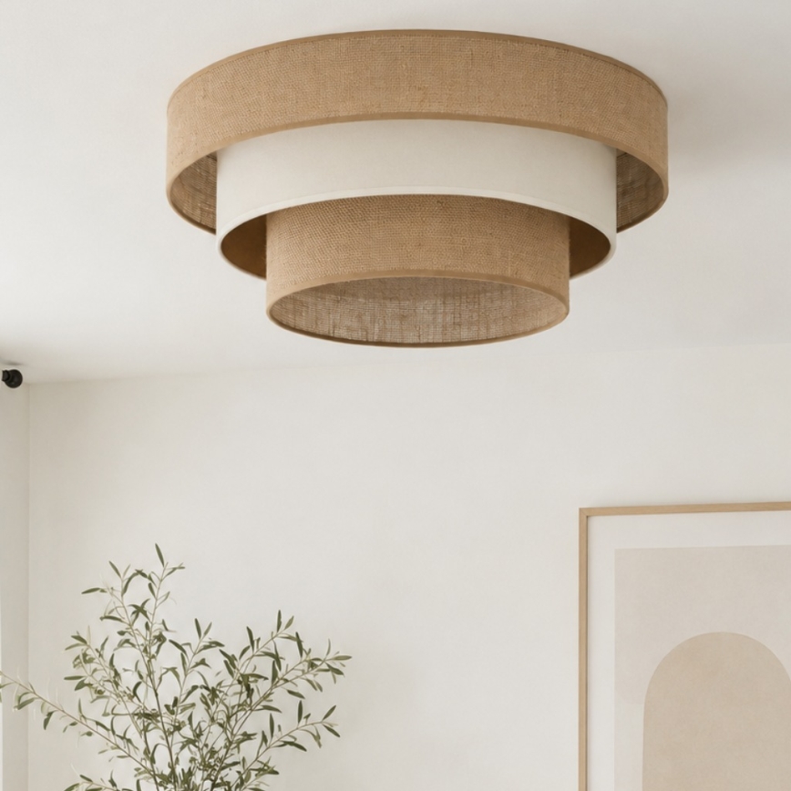 Loftlampe WENTA 1xE27/60W/230V Ø 50 cm jute/beige