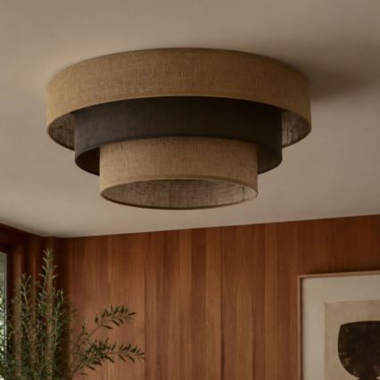 Loftlampe WENTA 1xE27/60W/230V Ø 50 cm jute/brun