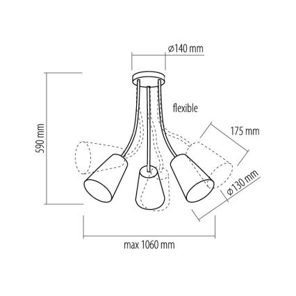 Loftlampe WIRE COLOUR 3xE27/60W/230V