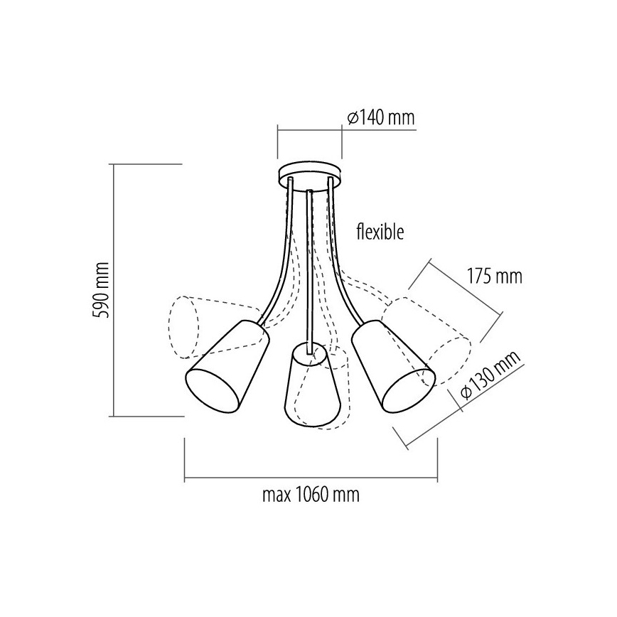 Loftlampe WIRE COLOUR 3xE27/60W/230V