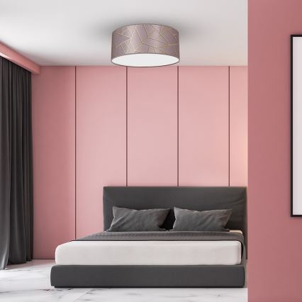 Loftlampe ZIGGY 2xE27/60W/230V pink/guldfarvet