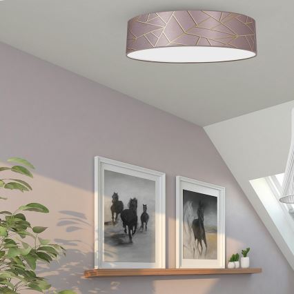 Loftlampe ZIGGY 3xE27/60W/230V pink/guldfarvet