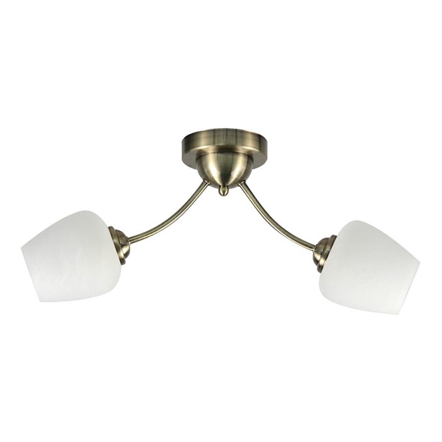 Loftlampe ZINA 2xE27/40W/230V messing/hvid