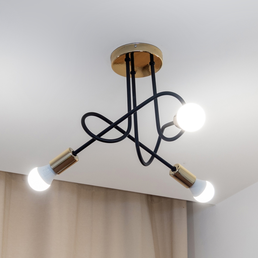 Loftlysekrone OXFORD 3xE27/15W/230V guld/sort