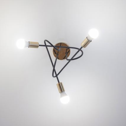 Loftlysekrone OXFORD 3xE27/15W/230V guld/sort