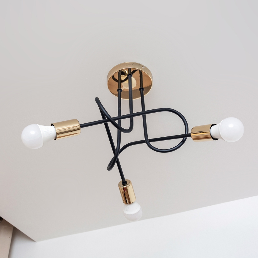 Loftlysekrone OXFORD 3xE27/15W/230V guld/sort