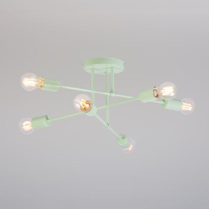 Loftmonteret lysekrone CAMBRIDGE 6xE27/15W/230V grøn