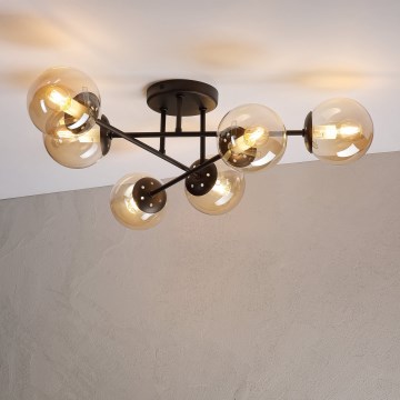 Loftmonteret lysekrone MALENA 6xE14/5W/230V brun/røget beige