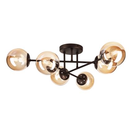 Loftmonteret lysekrone MALENA 6xE14/5W/230V brun/røget beige