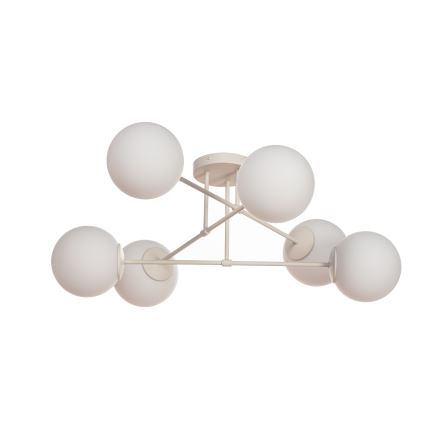 Loftmonteret lysekrone MOON 6xE27/15W/230V, cremefarvet