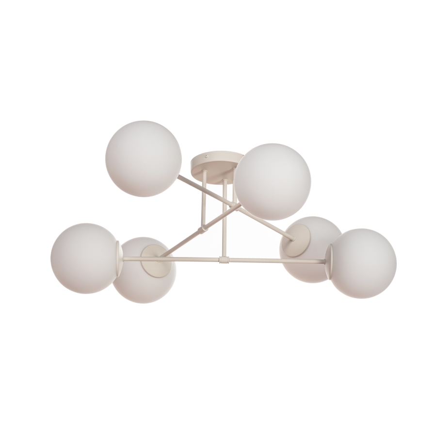Loftmonteret lysekrone MOON 6xE27/15W/230V, cremefarvet