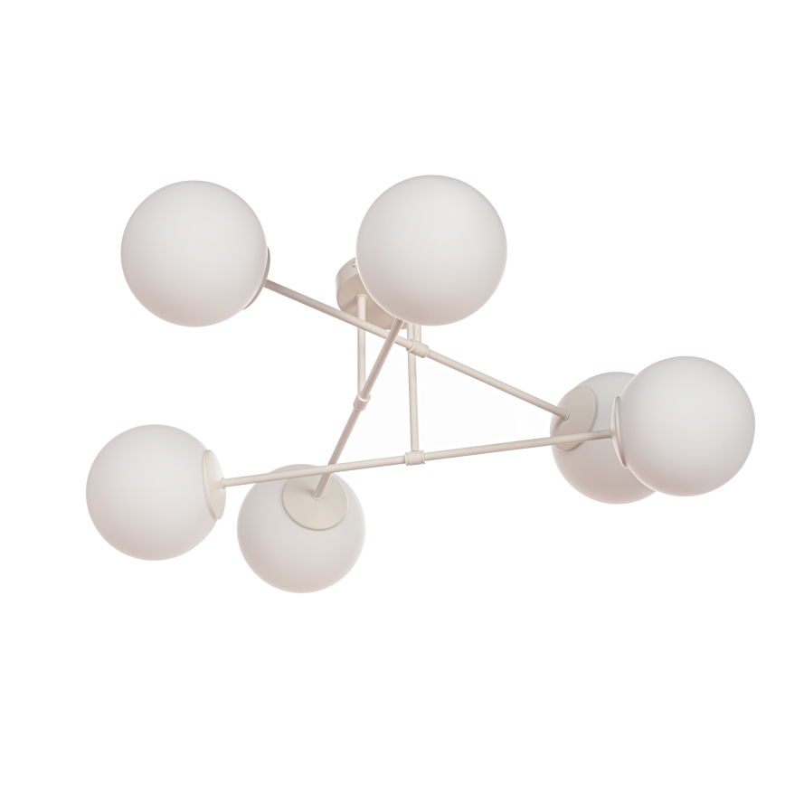 Loftmonteret lysekrone MOON 6xE27/15W/230V, cremefarvet