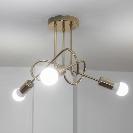 Loftmonteret lysekrone OXFORD 3xE27/15W/230V guld
