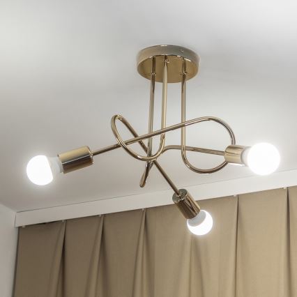 Loftmonteret lysekrone OXFORD 3xE27/15W/230V guld