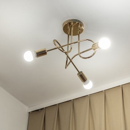 Loftmonteret lysekrone OXFORD 3xE27/15W/230V guld