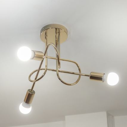 Loftmonteret lysekrone OXFORD 3xE27/15W/230V guld