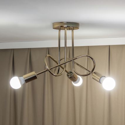 Loftmonteret lysekrone OXFORD 3xE27/15W/230V guld